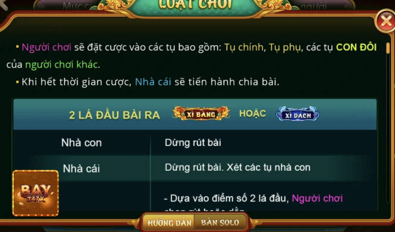 Quá trình đặt cược của người chơi trong game Xì dách